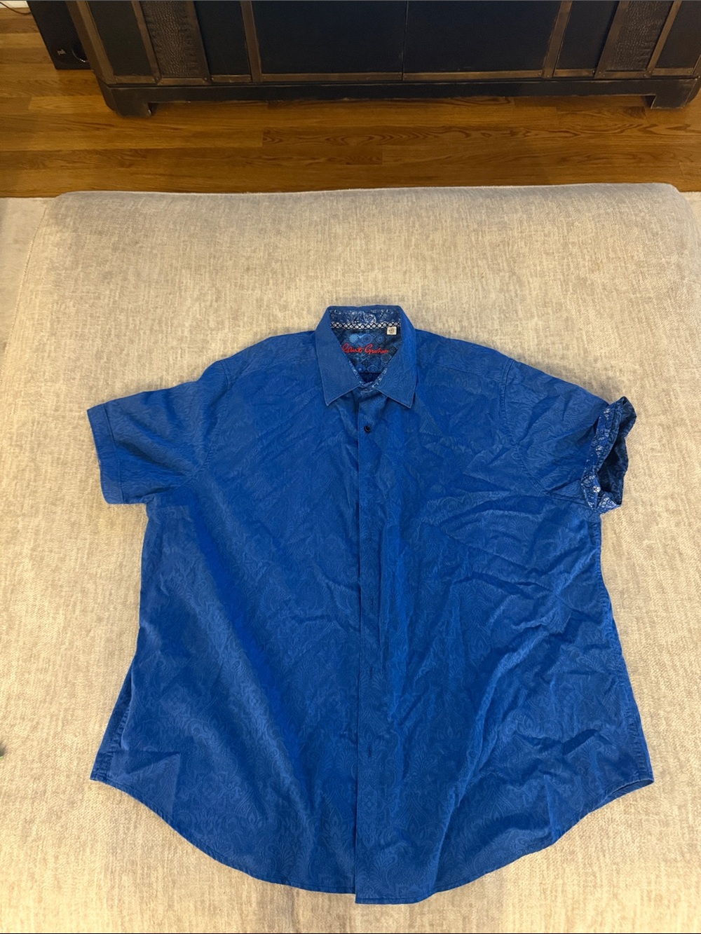 Robert Graham Men's Short-Sleeve Button-Up Shirt in Royal Blue